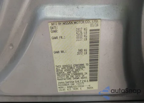 2016 Nissan Altima 2.5 S z USA, uszkodzony, nr VIN 1N4AL3AP2GN347261